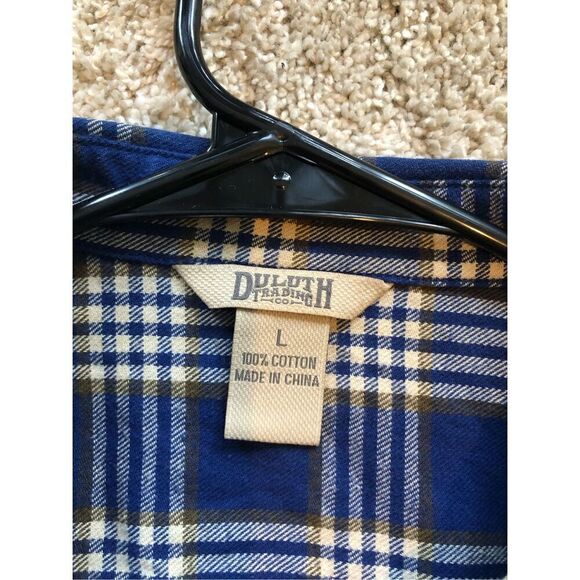 Duluth Trading Co. Blue Plaid Button Up Collared Long Sleeve Shirt Size L - Picture 3 of 6